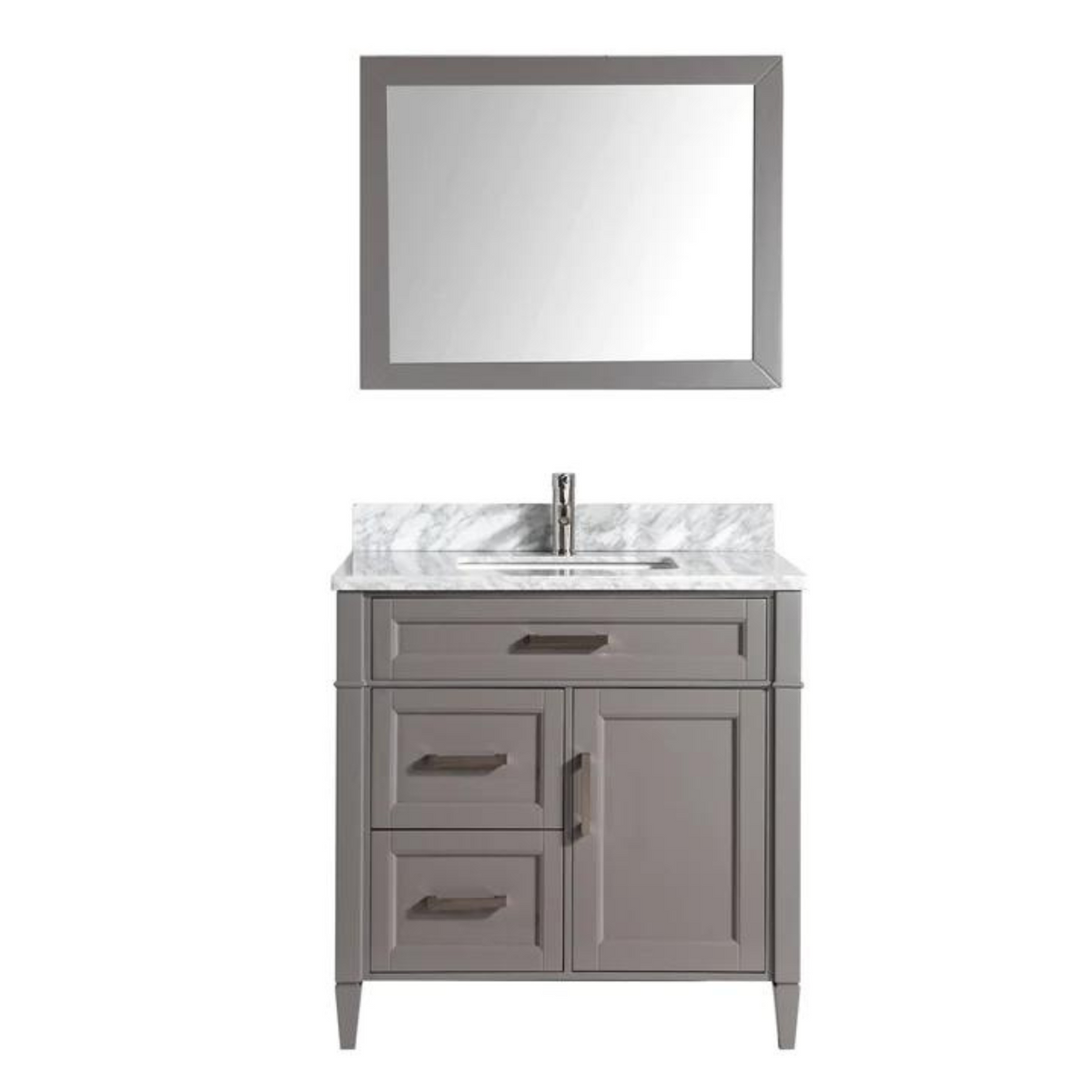 Vanity Art - Hudson 36" Single Sink Bathroom Vanity Set with Sink and Mirror (Carrara Marble Top)