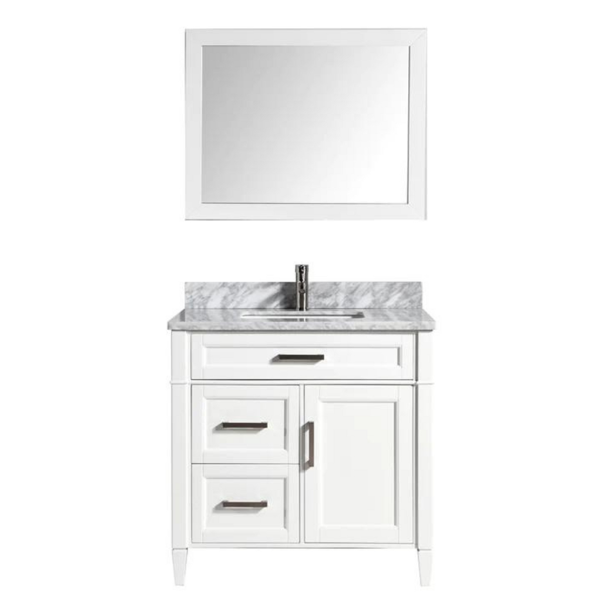 Vanity Art - Hudson 36" Single Sink Bathroom Vanity Set with Sink and Mirror (Carrara Marble Top)