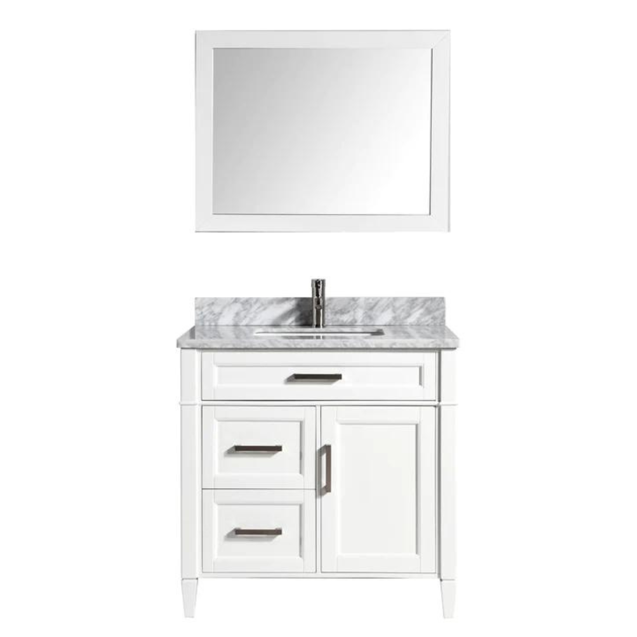 Vanity Art - Hudson 36" Single Sink Bathroom Vanity Set with Sink and Mirror (Carrara Marble Top)