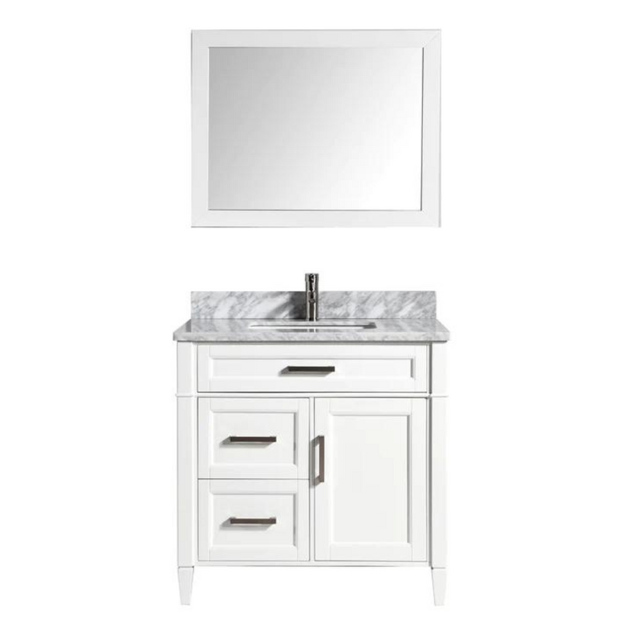 Vanity Art - Hudson 36" Single Sink Bathroom Vanity Set with Sink and Mirror (Carrara Marble Top)