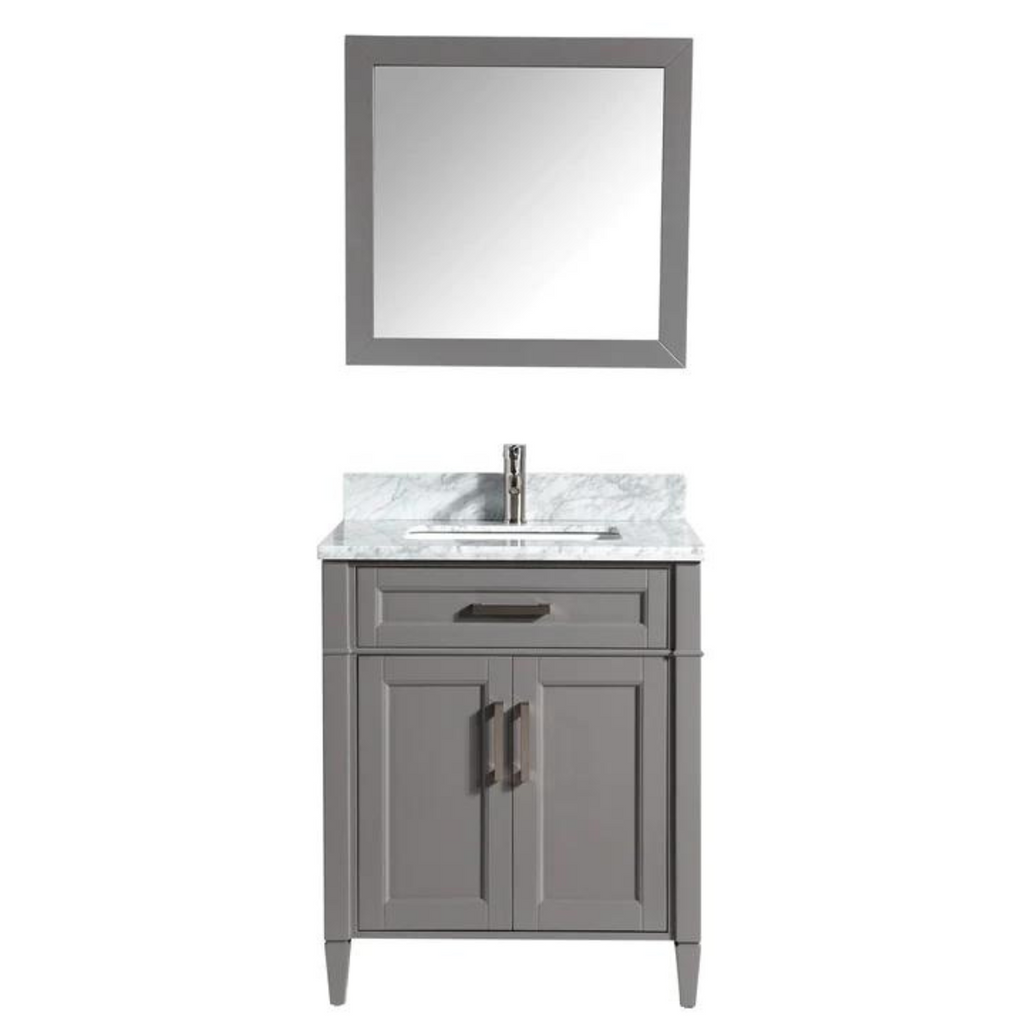 Vanity Art - Hudson 30" Single Sink Bathroom Vanity Set with Sink and Mirror (Carrara Marble Top)