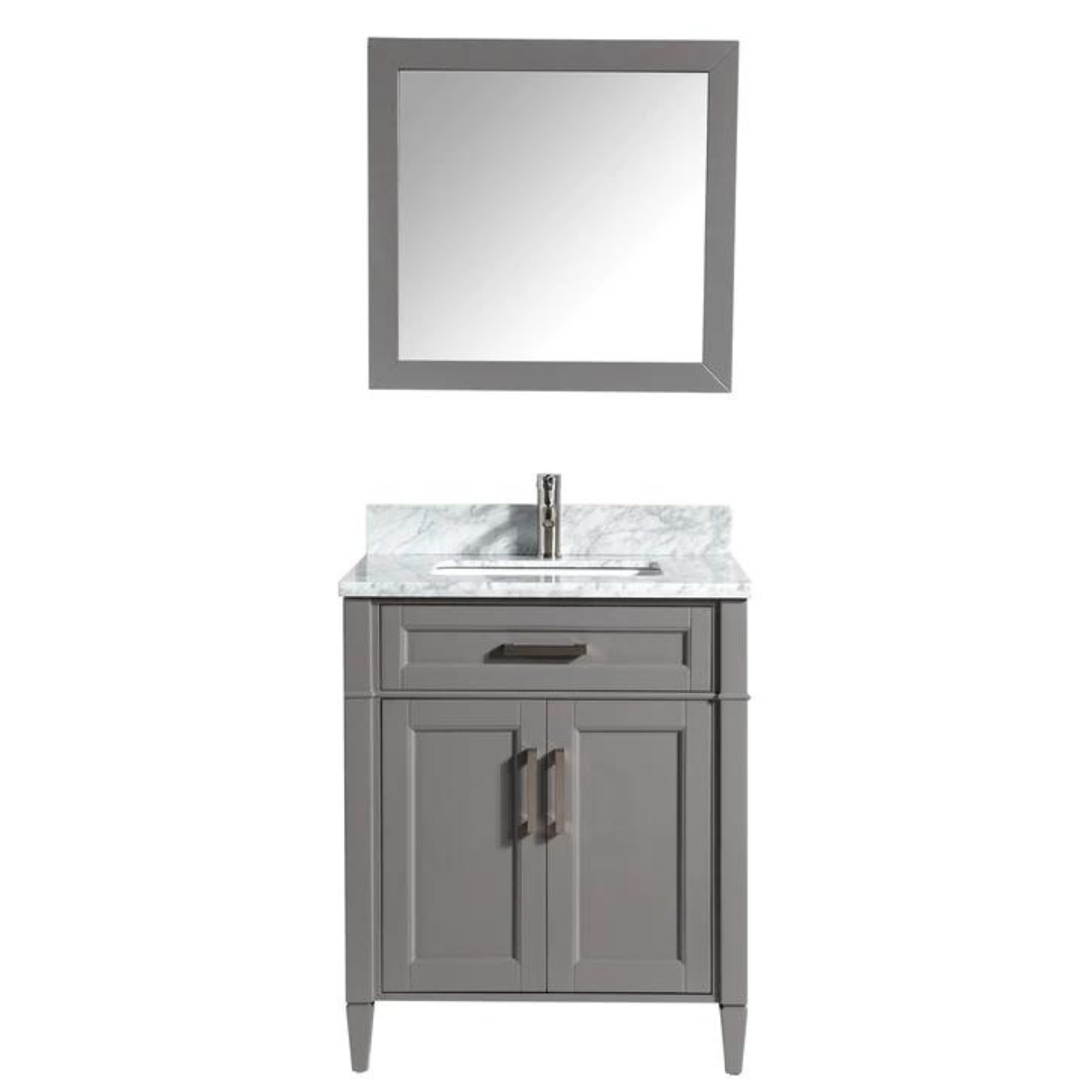 Vanity Art - Hudson 30" Single Sink Bathroom Vanity Set with Sink and Mirror (Carrara Marble Top)