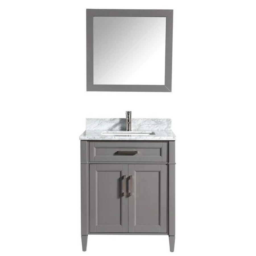 Vanity Art - Hudson 30" Single Sink Bathroom Vanity Set with Sink and Mirror (Carrara Marble Top)