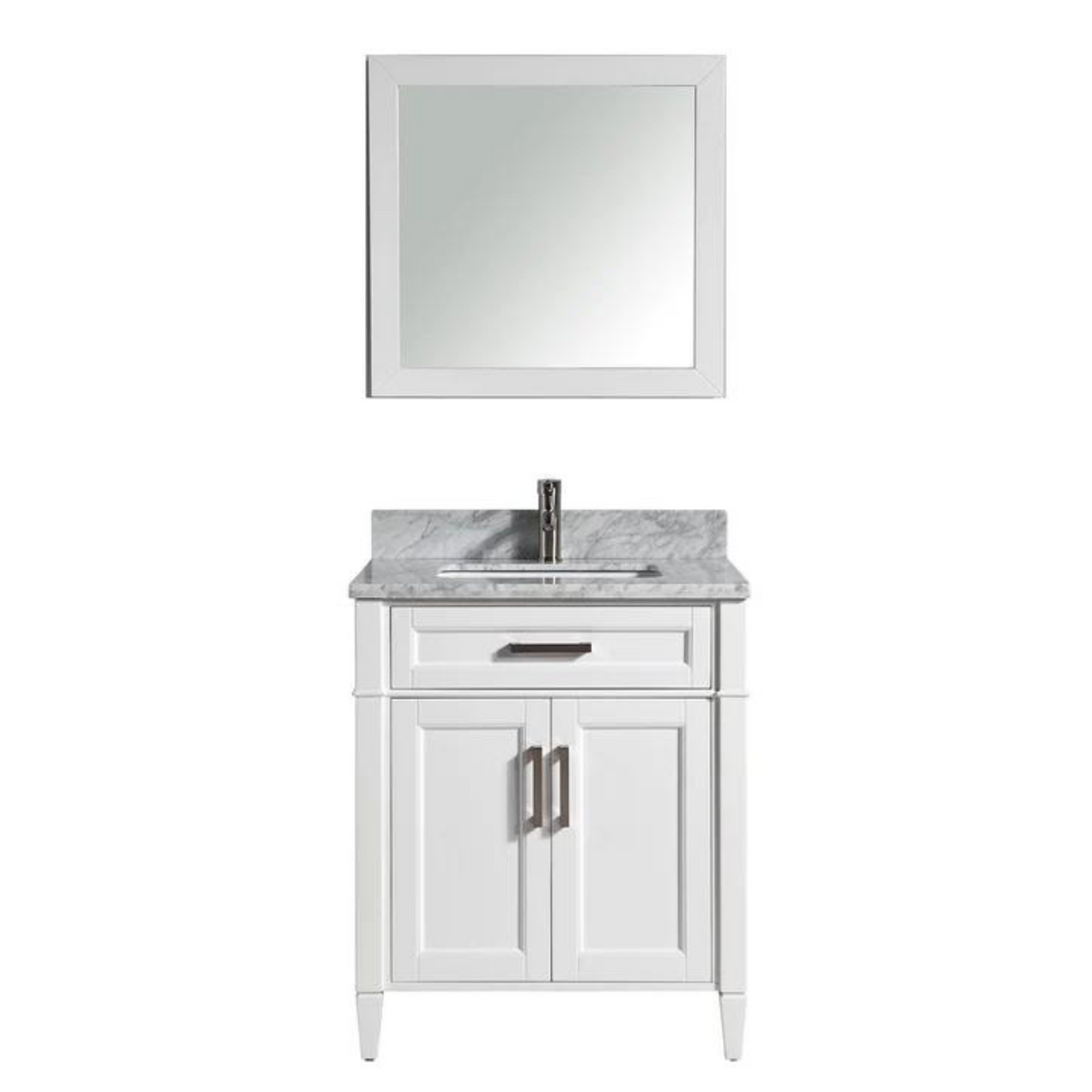 Vanity Art - Hudson 30" Single Sink Bathroom Vanity Set with Sink and Mirror (Carrara Marble Top)