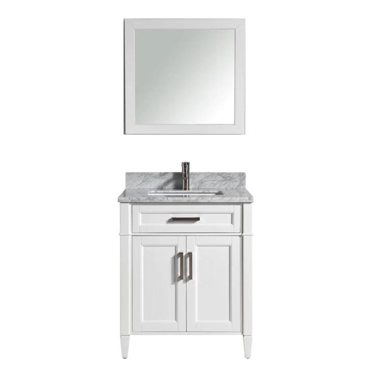 Vanity Art - Hudson 30" Single Sink Bathroom Vanity Set with Sink and Mirror (Carrara Marble Top)