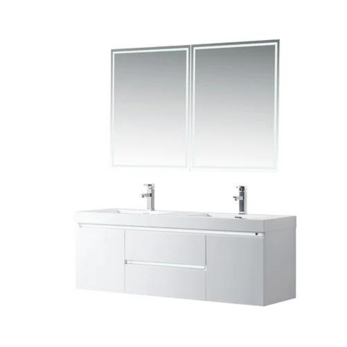 Vanity Art - Juliet 60" LED Lighted Wall-Mount Double Sink Bathroom Vanity
