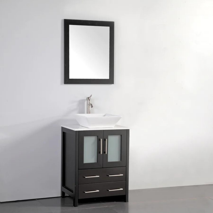 Bristol 24" Single Vessel Sink Bathroom Vanity Set with Sink and Mirror