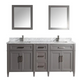 Vanity Art - Hudson 72" Double Sink Bathroom Vanity Set with Sink and Mirrors (Carrara Marble Top)