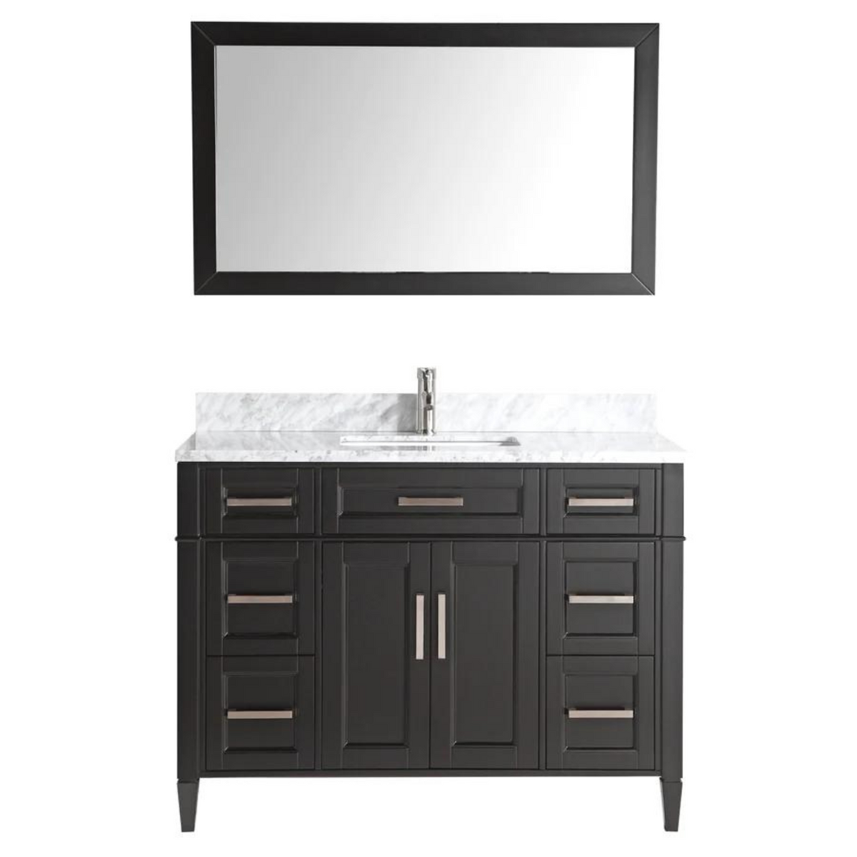 Vanity Art - Hudson 60" Single Sink Bathroom Vanity Set with Sink and Mirror (Carrara Marble Top)