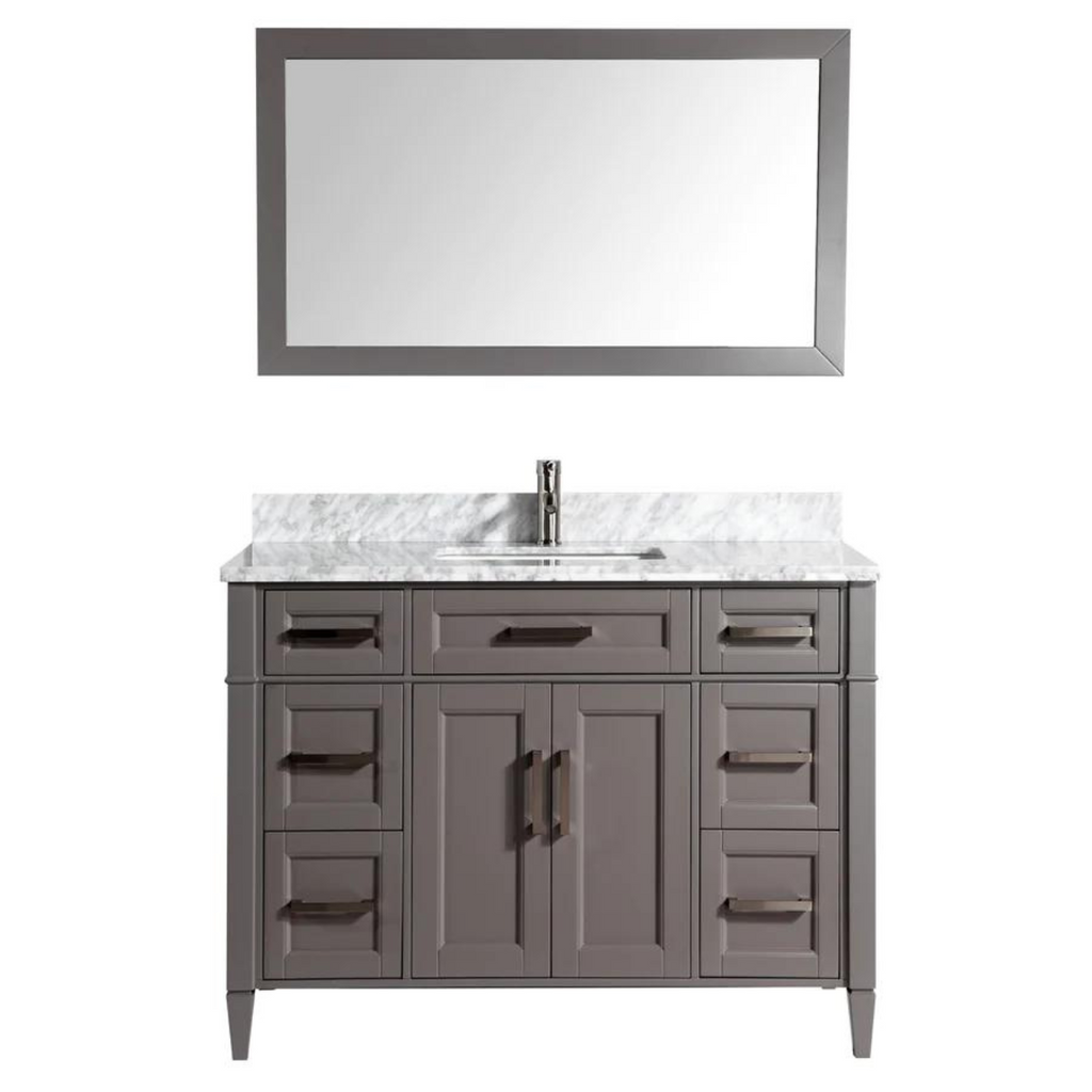 Vanity Art - Hudson 60" Single Sink Bathroom Vanity Set with Sink and Mirror (Carrara Marble Top)