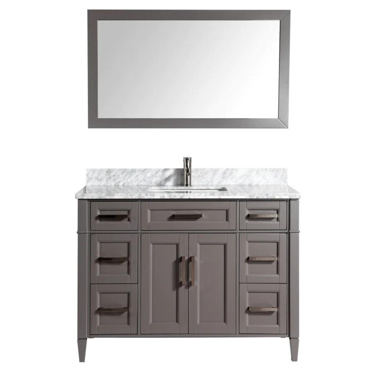 Vanity Art - Hudson 60" Single Sink Bathroom Vanity Set with Sink and Mirror (Carrara Marble Top)