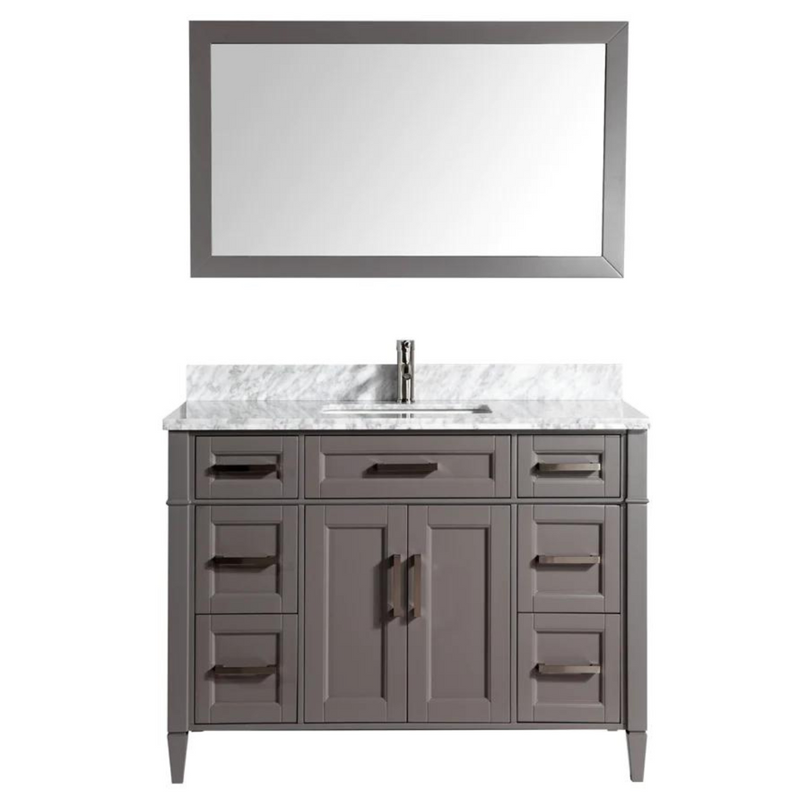 Vanity Art - Hudson 60" Single Sink Bathroom Vanity Set with Sink and Mirror (Carrara Marble Top)
