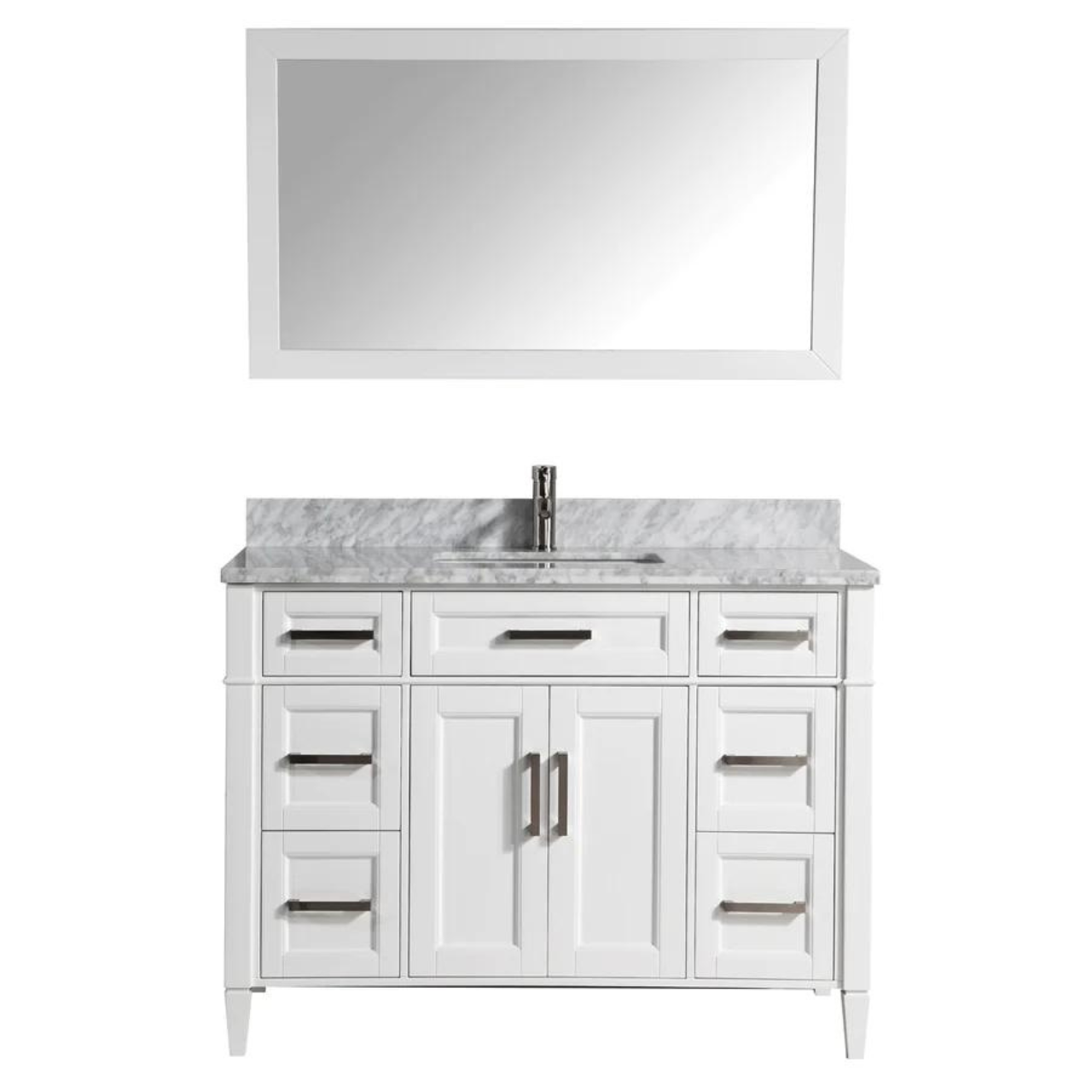 Vanity Art - Hudson 60" Single Sink Bathroom Vanity Set with Sink and Mirror (Carrara Marble Top)