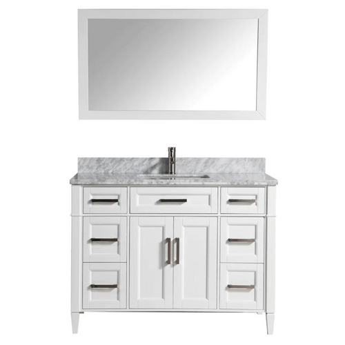 Vanity Art - Hudson 60" Single Sink Bathroom Vanity Set with Sink and Mirror (Carrara Marble Top)