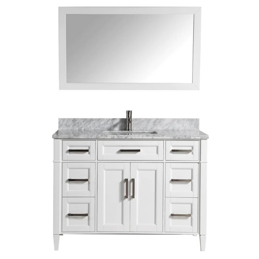 Vanity Art - Hudson 60" Single Sink Bathroom Vanity Set with Sink and Mirror (Carrara Marble Top)