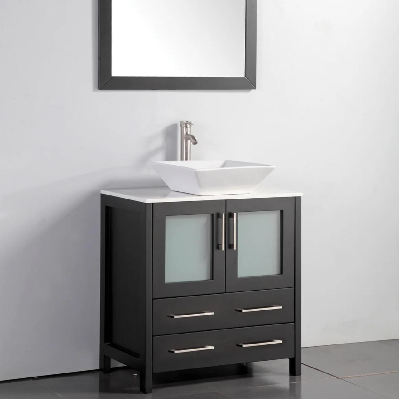 Vanity Art - Bristol 30" Single Vessel Sink Bathroom Vanity Set with Sink and Mirror