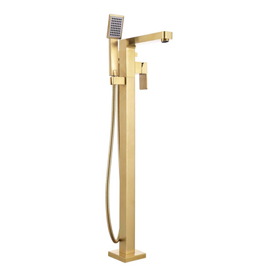 Brushed Gold Square Free Standing Bath Tub Faucet