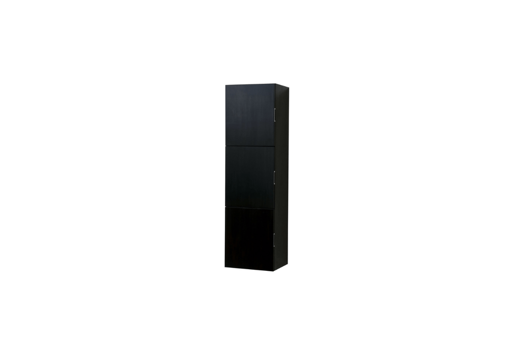 Bliss 18″ Wide by 59″ High Linen Side Cabinet With Three Doors in Black Wood Finish