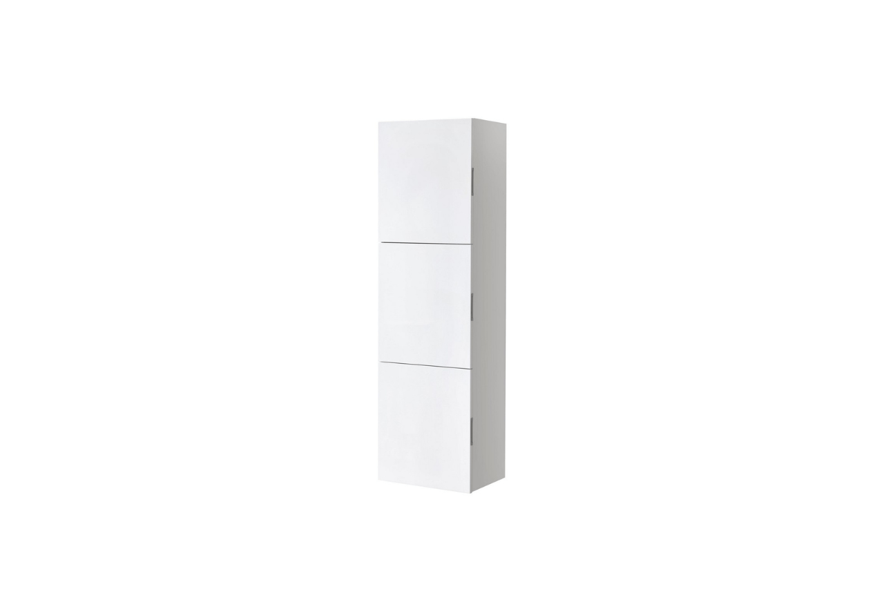 Bliss 18″ Wide by 59″ High Linen Side Cabinet With Three Doors in Gloss White Finish