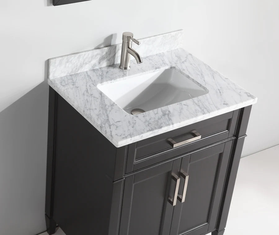 Vanity Art - Hudson 24" Single Sink Bathroom Vanity Set with Sink and Mirror (Carrara Marble Top)