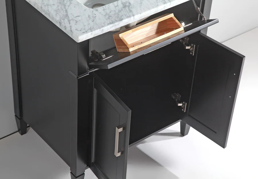 Vanity Art - Hudson 30" Single Sink Bathroom Vanity Set with Sink and Mirror (Carrara Marble Top)