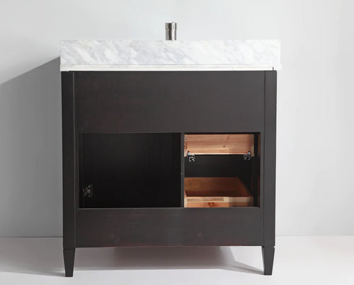 Vanity Art - Hudson 36" Single Sink Bathroom Vanity Set with Sink and Mirror (Carrara Marble Top)