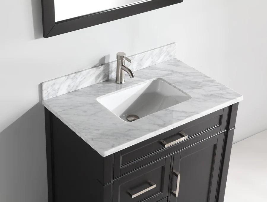 Vanity Art - Hudson 36" Single Sink Bathroom Vanity Set with Sink and Mirror (Carrara Marble Top)