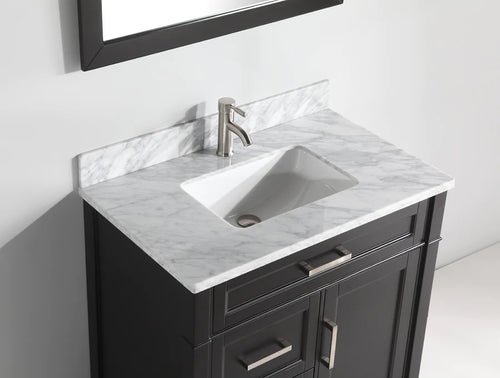 Vanity Art - Hudson 36" Single Sink Bathroom Vanity Set with Sink and Mirror (Carrara Marble Top)