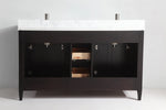 Vanity Art - Hudson 60" Double Sink Bathroom Vanity Set with Sink and Mirror (Carrara Marble Top)