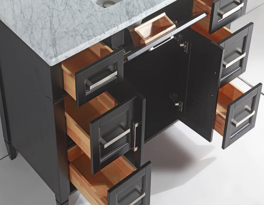 Vanity Art - Hudson 60" Single Sink Bathroom Vanity Set with Sink and Mirror (Carrara Marble Top)