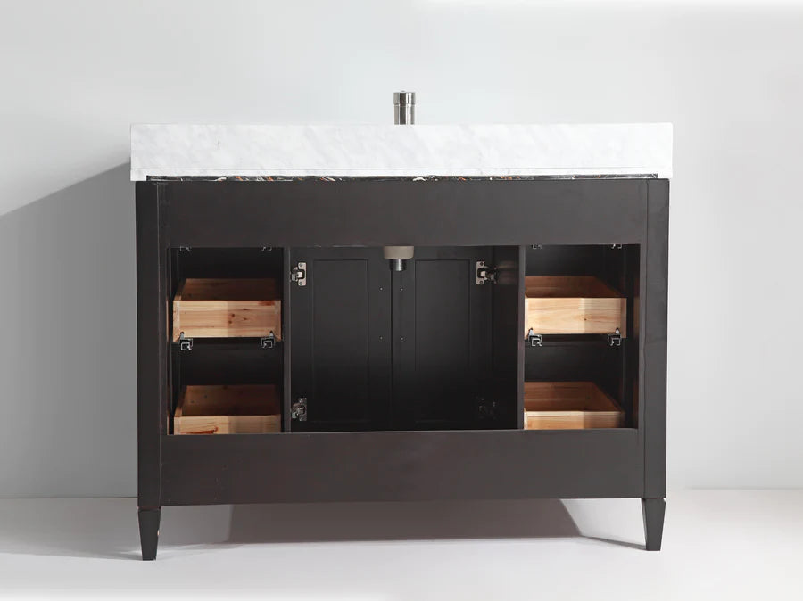 Vanity Art - Hudson 60" Single Sink Bathroom Vanity Set with Sink and Mirror (Carrara Marble Top)