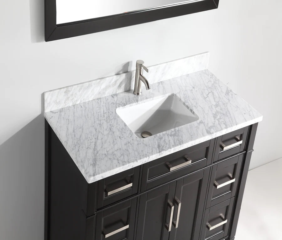 Vanity Art - Hudson 60" Single Sink Bathroom Vanity Set with Sink and Mirror (Carrara Marble Top)