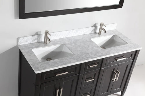 Vanity Art - Hudson 72" Double Sink Bathroom Vanity Set with Sink and Mirrors (Carrara Marble Top)