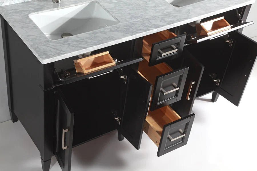 Vanity Art - Hudson 72" Double Sink Bathroom Vanity Set with Sink and Mirrors (Carrara Marble Top)
