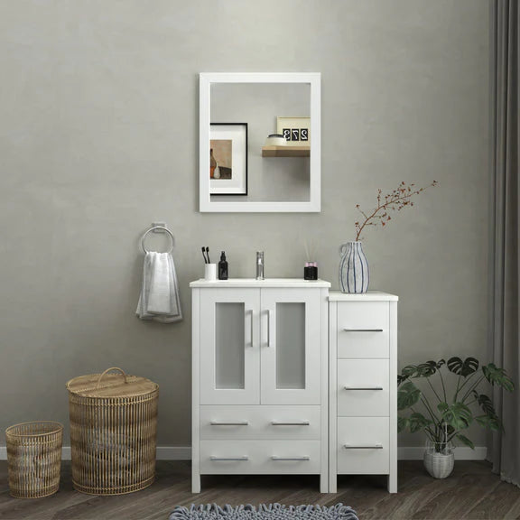 Vanity Art - Westmount 36" Single Sink Bathroom Vanity Set with Sink and Mirror - 1 Side Cabinet