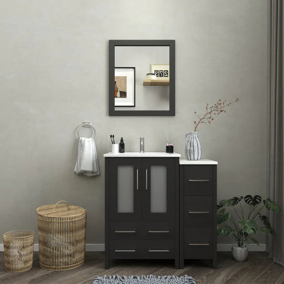 Vanity Art - Westmount 42" Single Sink Bathroom Vanity Set with Sink and Mirror - 1 Side Cabinet