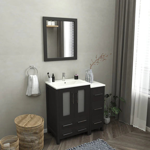 Vanity Art - Westmount 36" Single Sink Bathroom Vanity Set with Sink and Mirror - 1 Side Cabinet