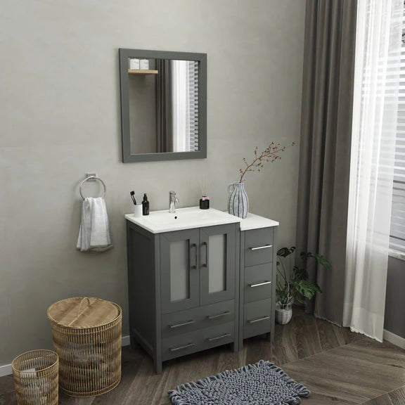 Vanity Art - Westmount 36" Single Sink Bathroom Vanity Set with Sink and Mirror - 1 Side Cabinet