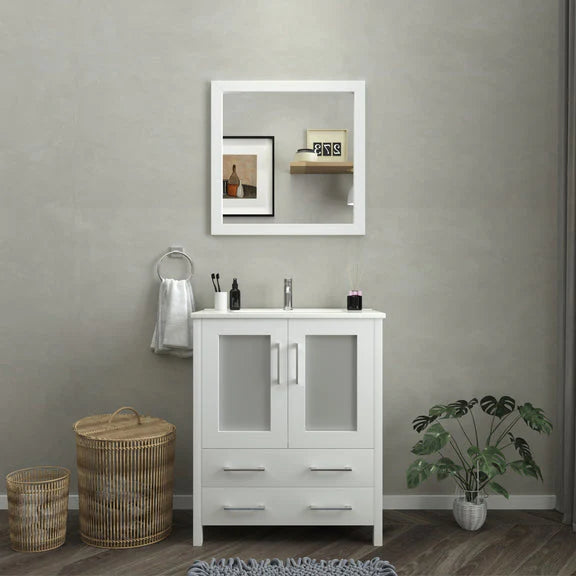 Westmount 30" Single Sink Bathroom Vanity Set with Sink and Mirror (Ceramic Top)