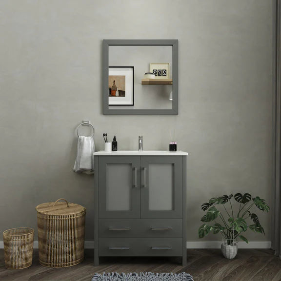 Westmount 30" Single Sink Bathroom Vanity Set with Sink and Mirror (Ceramic Top)