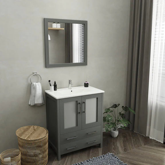 Westmount 30" Single Sink Bathroom Vanity Set with Sink and Mirror (Ceramic Top)