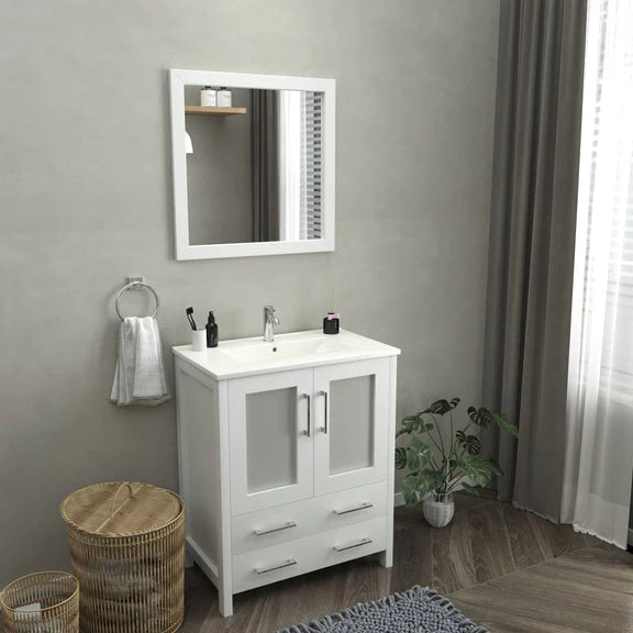 Westmount 30" Single Sink Bathroom Vanity Set with Sink and Mirror (Ceramic Top)