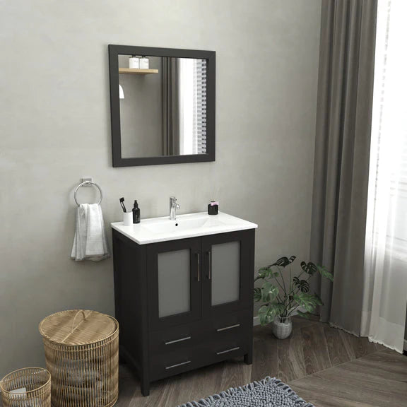 Westmount 30" Single Sink Bathroom Vanity Set with Sink and Mirror (Ceramic Top)