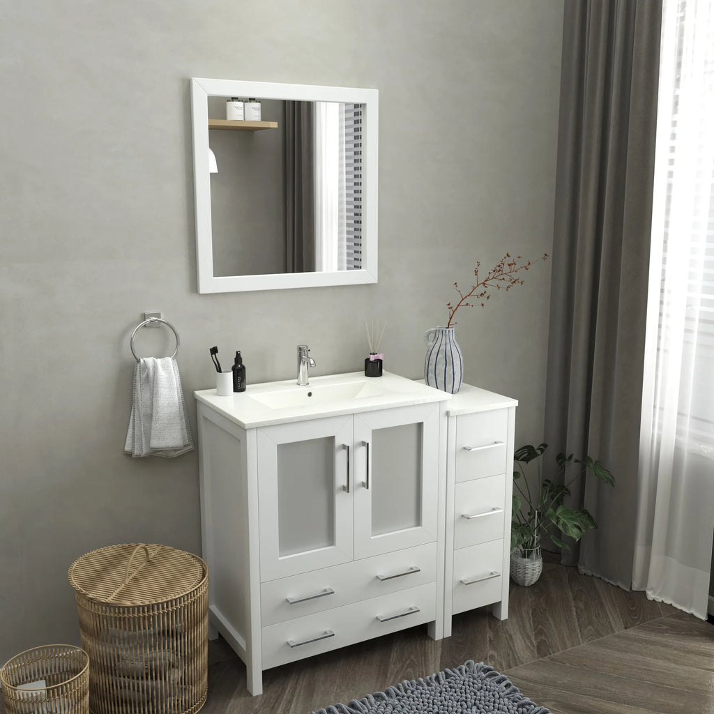 Vanity Art - Westmount 42" Single Sink Bathroom Vanity Set with Sink and Mirror - 1 Side Cabinet