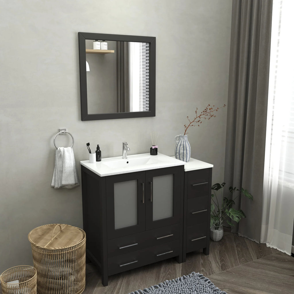 Vanity Art - Westmount 42" Single Sink Bathroom Vanity Set with Sink and Mirror - 1 Side Cabinet