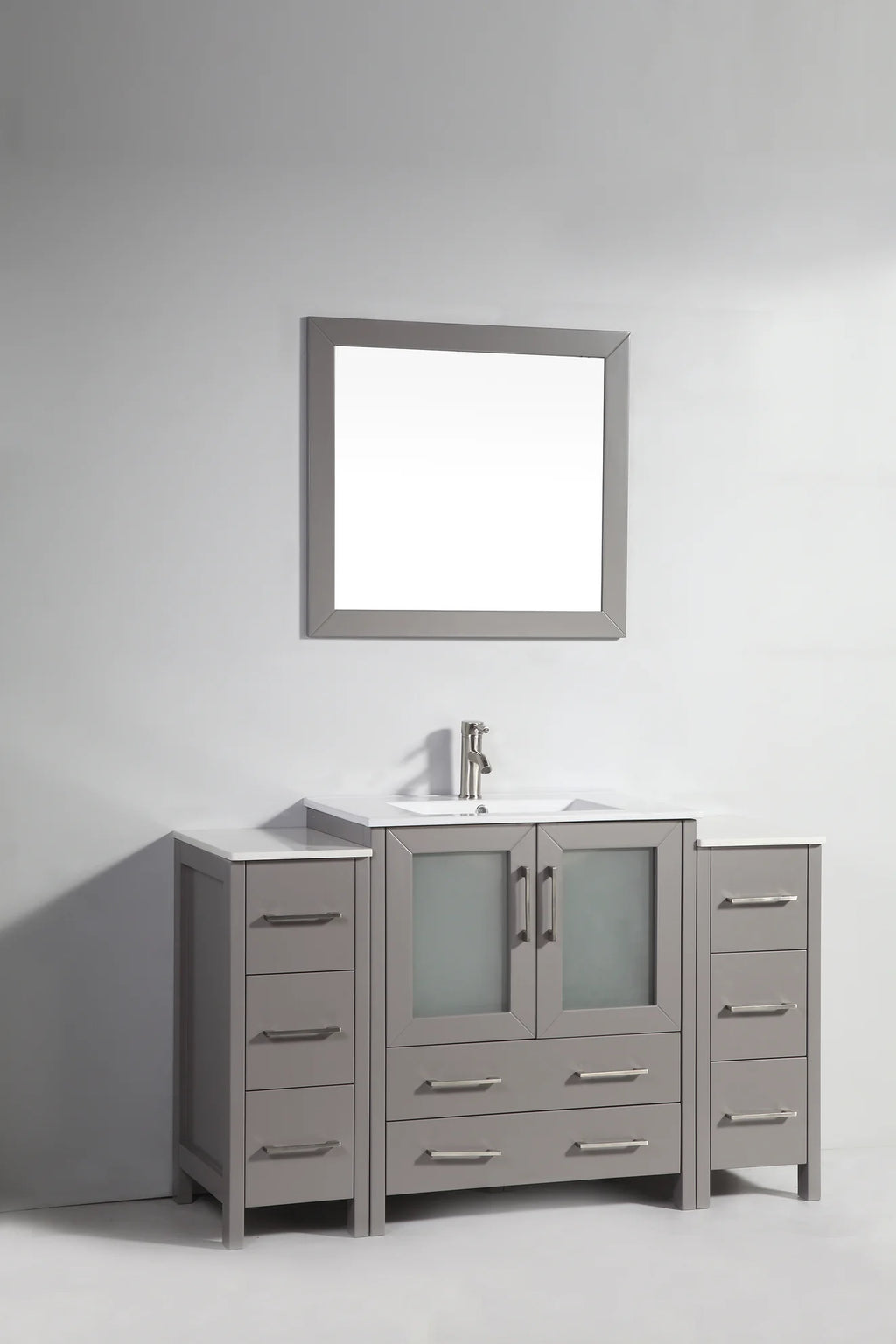 Vanity Art - Westmount 54" Single Sink Bathroom Vanity Set with Sink and Mirror - 2 Side Cabinets