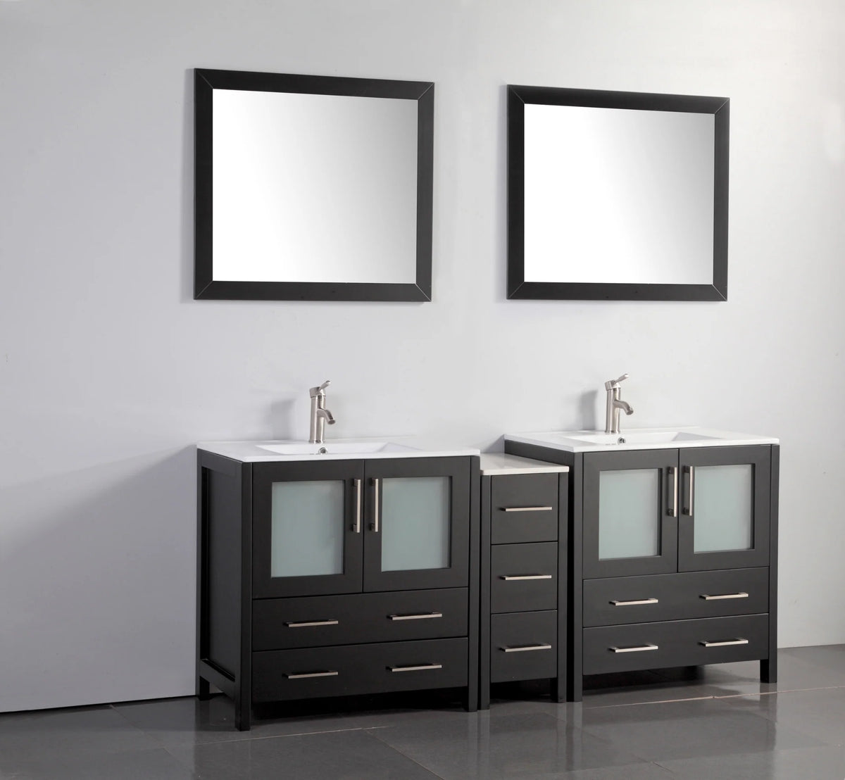 Vanity Art - Westmount 72" Double Sink Bathroom Vanity Set with Sink and Mirrors - 1 Side Cabinet
