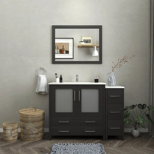Vanity Art - Westmount 48" Single Sink Bathroom Vanity Set with Sink and Mirror - 2 Side Cabinet