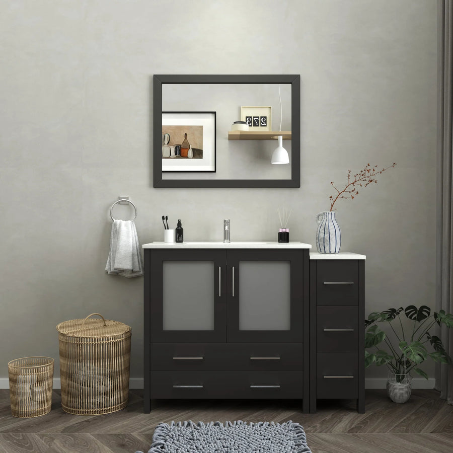 Vanity Art - Westmount 48" Single Sink Bathroom Vanity Set with Sink and Mirror - 2 Side Cabinet