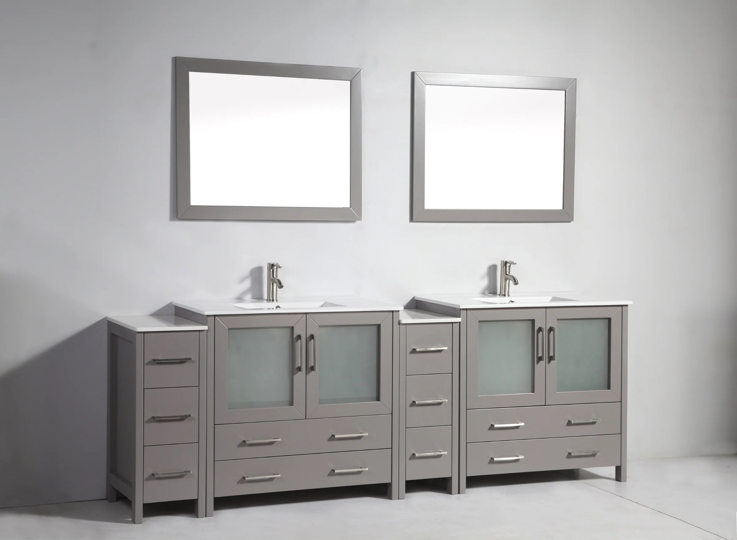 Vanity Art - Westmount 96" Double Sink Bathroom Vanity Set with Sink and Mirrors - 2 Side Cabinets